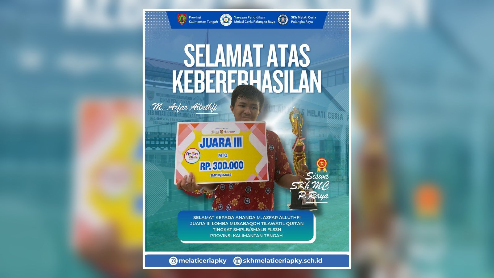 Siswa SKh Melati Ceria Palangka Raya Raih Juara III Lomba MTQ FLS3N Tingkat Provinsi Kalimantan Tengah
