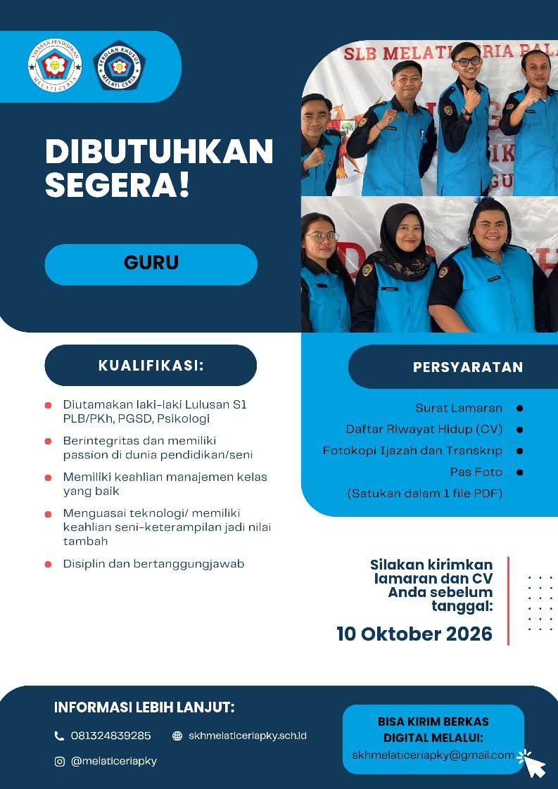 SKh Melati Ceria Palangka Raya Membuka Kesempatan Bergabung bagi Tenaga Guru